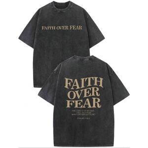 NEW Faith over Fear unisex super oversized fit graphic tees -LARGE